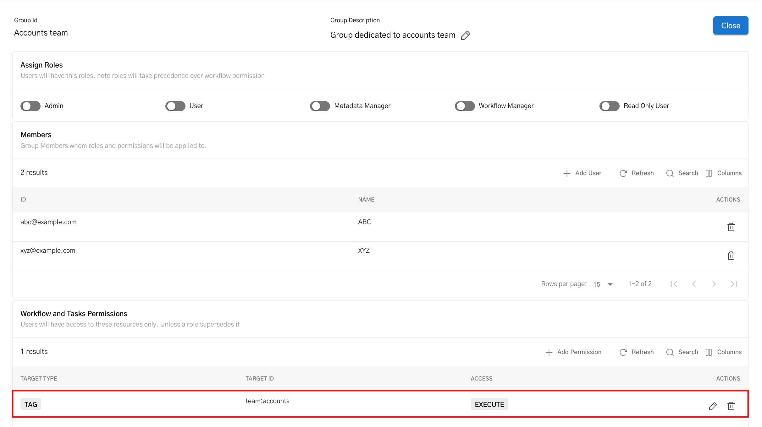 Adding tags to a user group