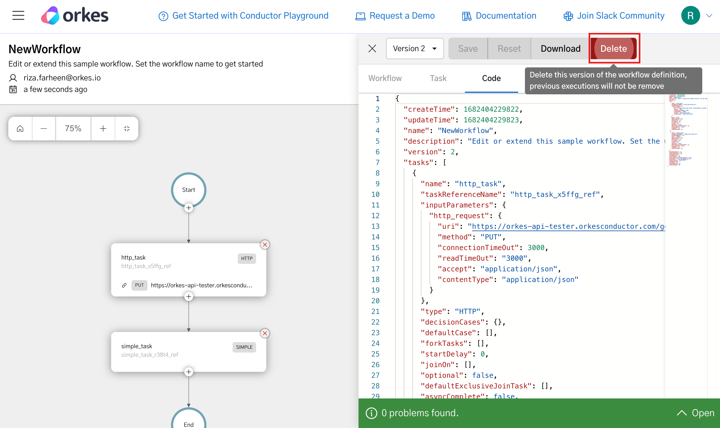 Deleting different workflow versions in Conductor