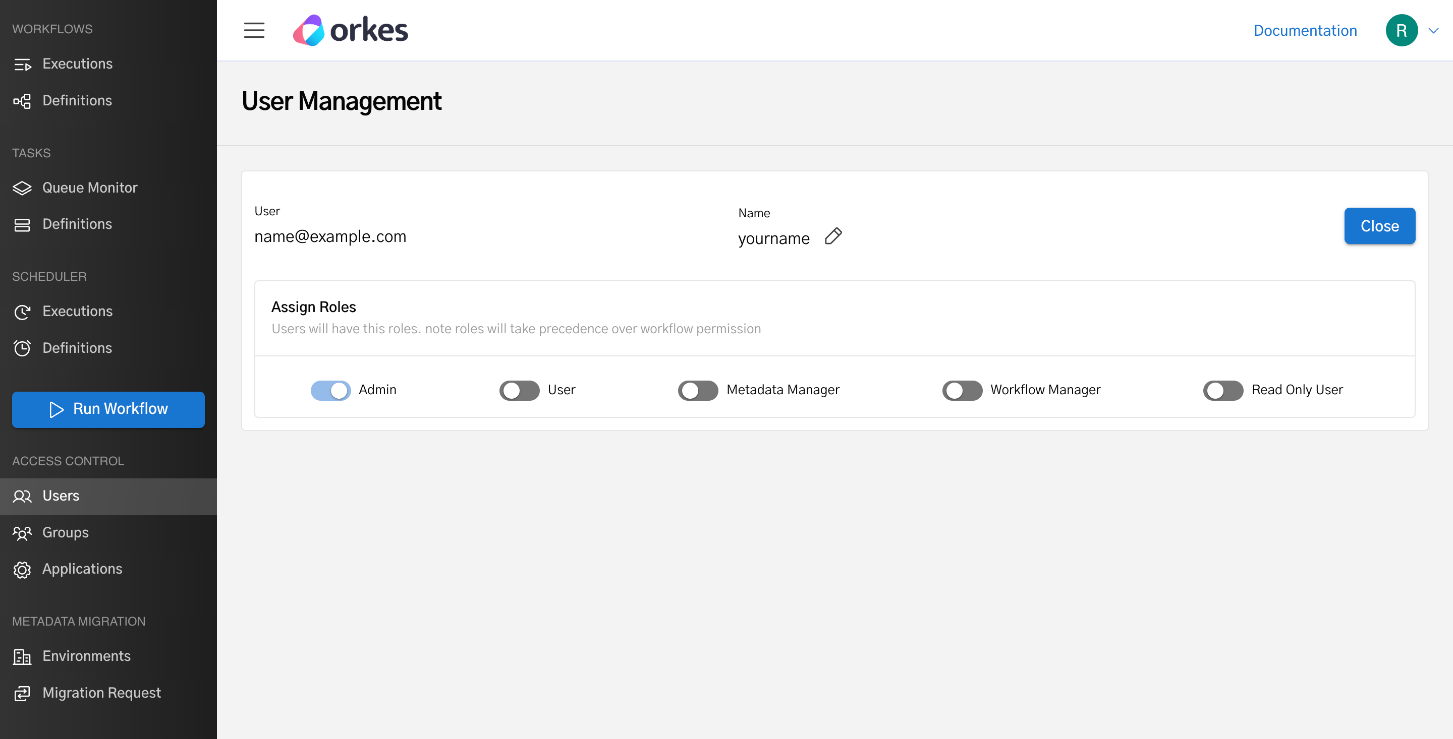Editing user roles in Conductor
