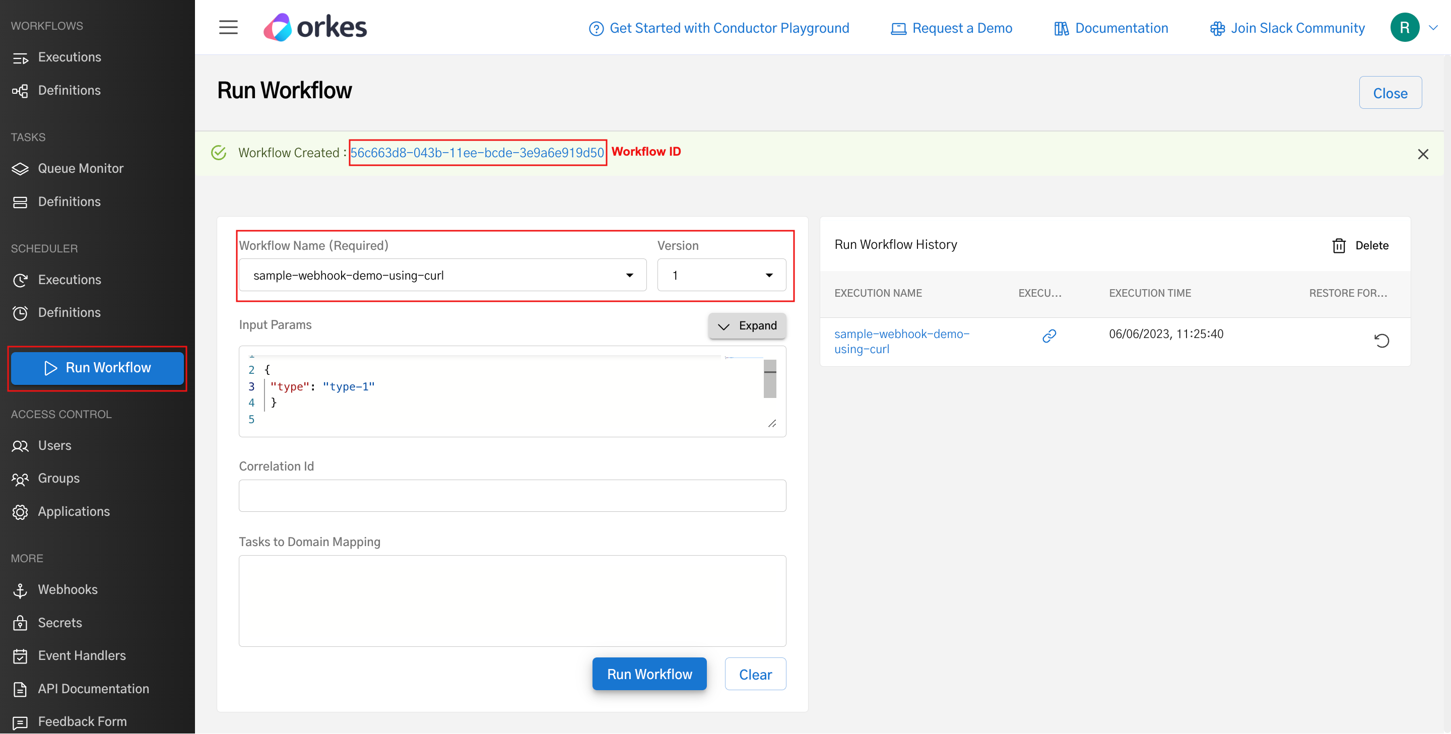 Running the workflow