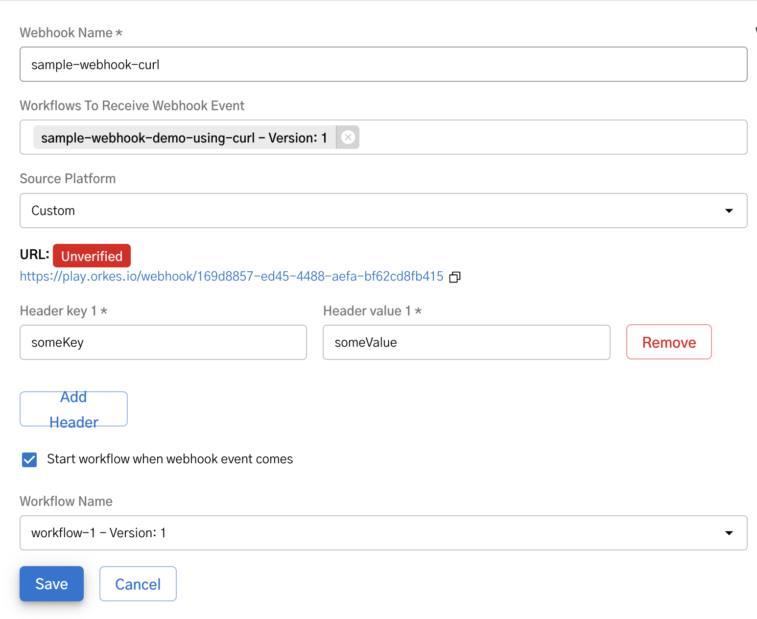 Webhook created in Conductor