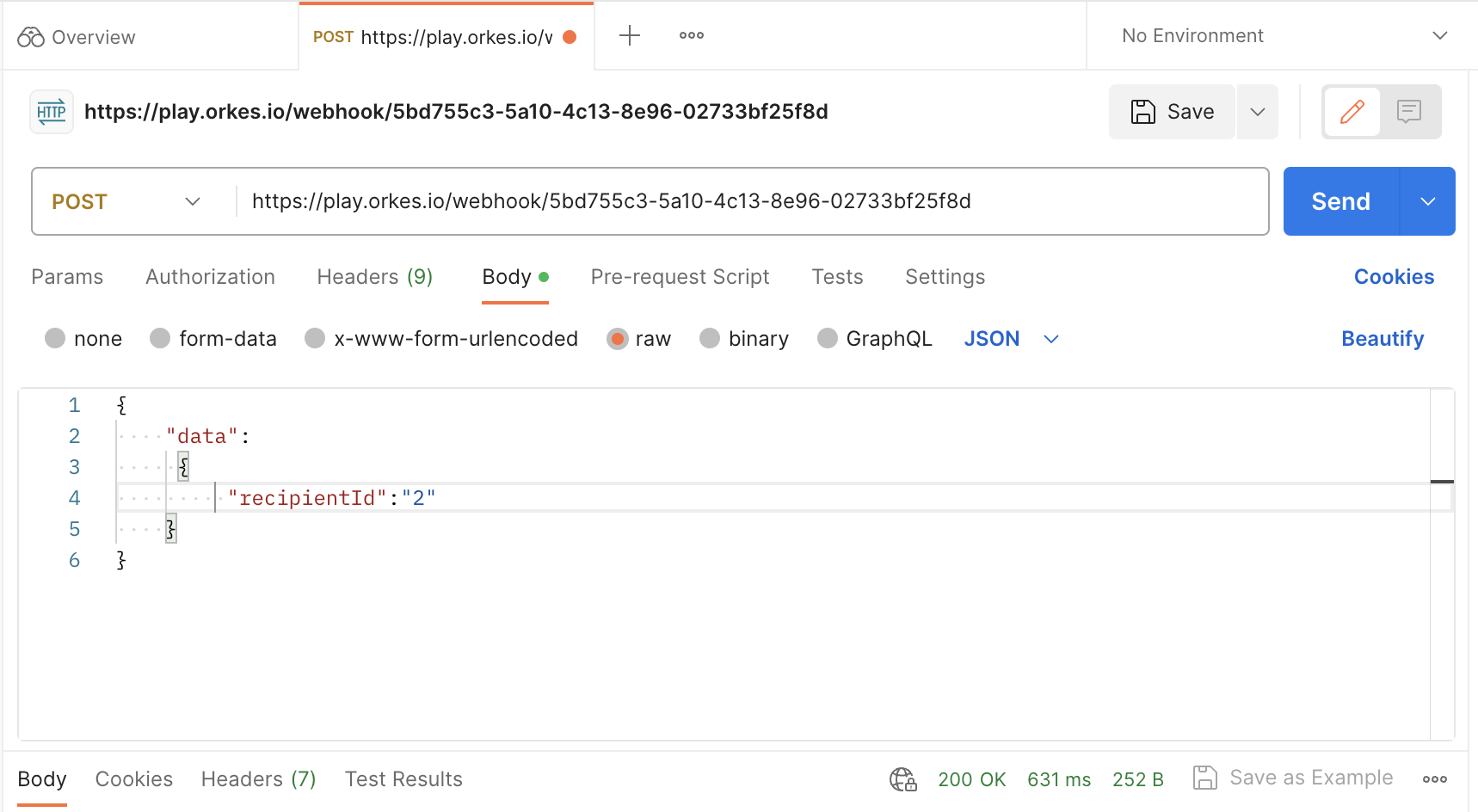 Sending POST request from Postman