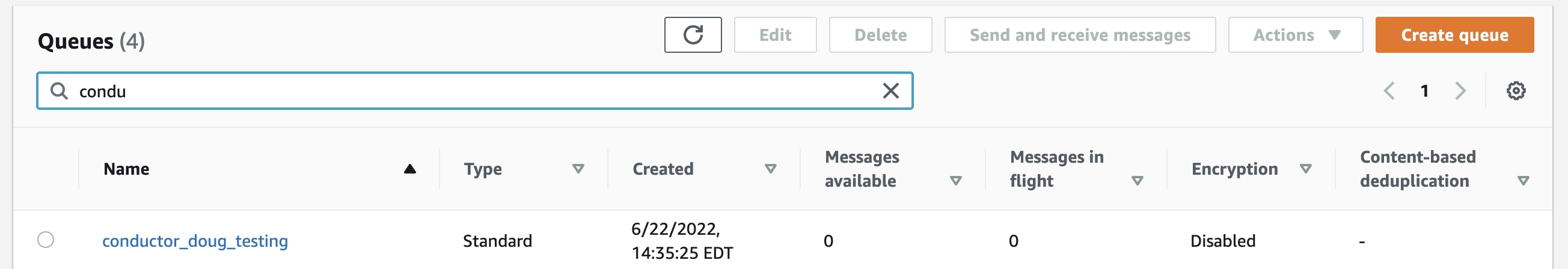 filtered SQS queue list
