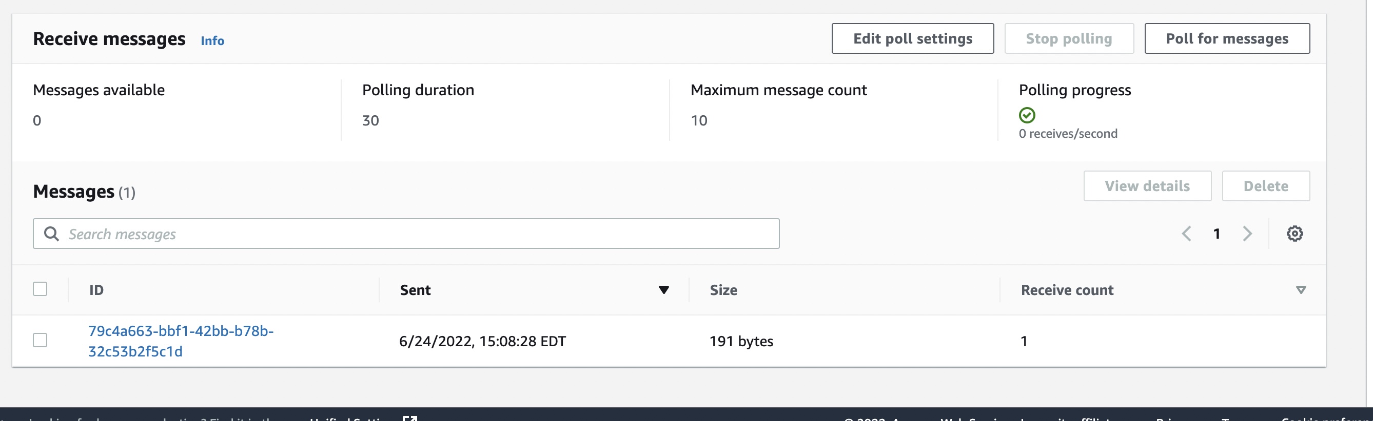 SQS message arriving at AWS on it's way to task_1