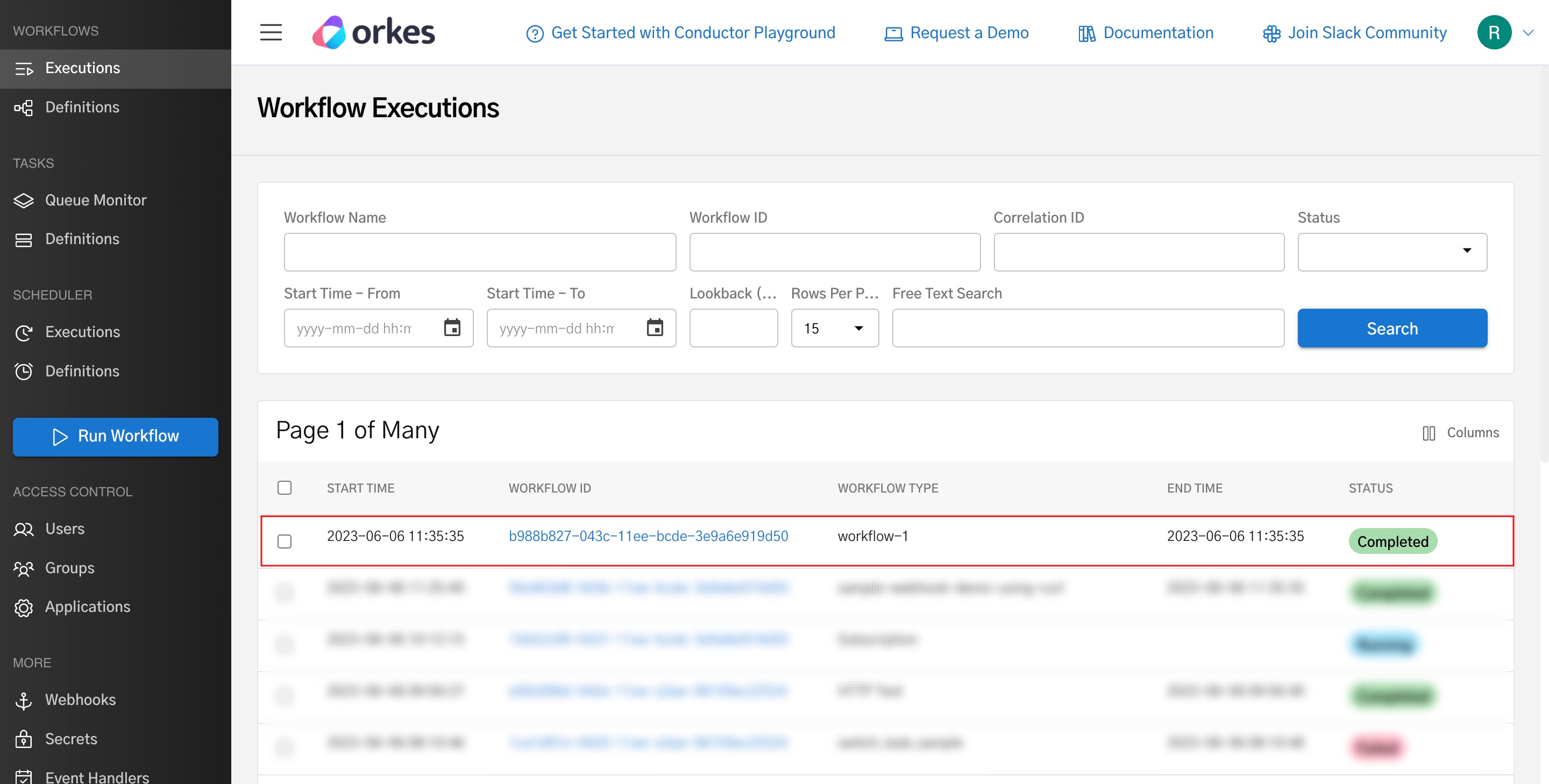 Triggered workflow verification from the Workflow executions page