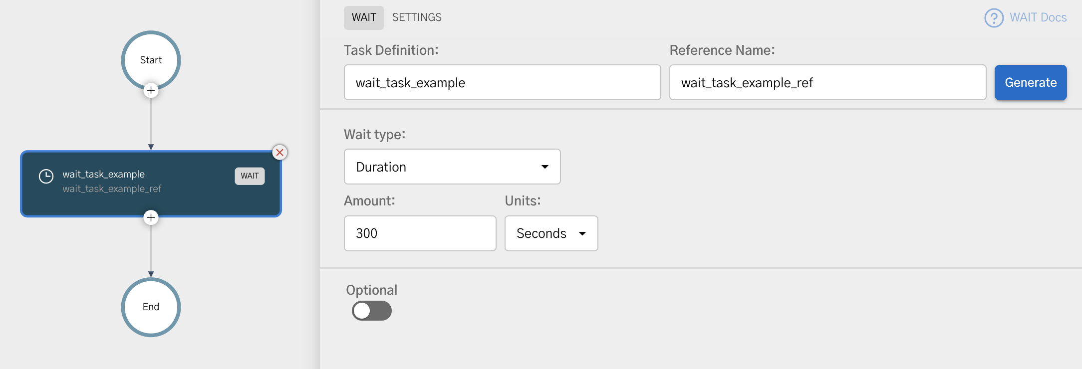Adding wait task
