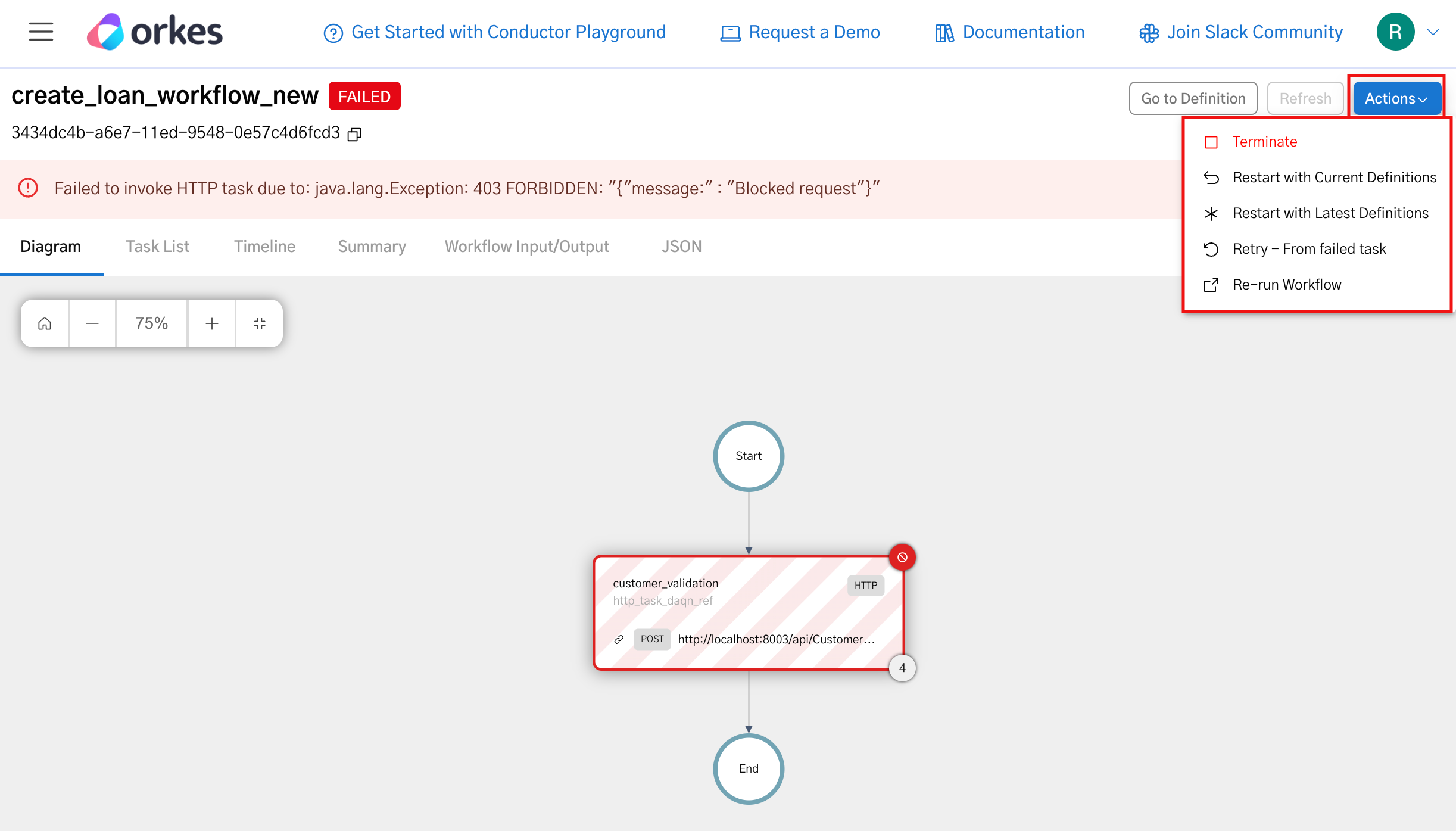 Workflow Recovery Options