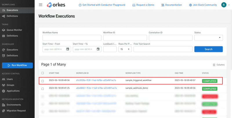 Triggered workflow execution from Webhook event
