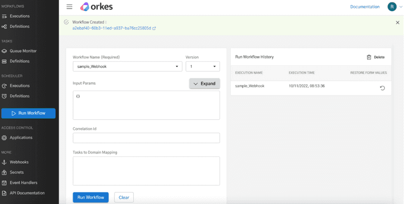 Run workflow in Conductor