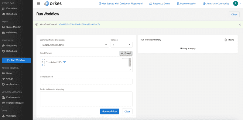 Running Webhook workflow from UI